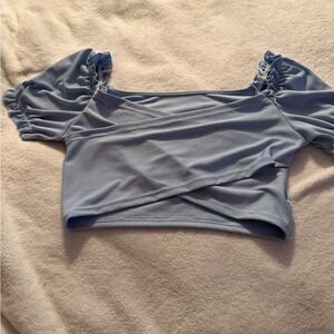 SHEIN Light Blue Ruched Crop Top